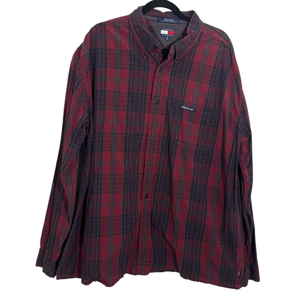 2000s TOMMY HILFIGER JEANS Vintage Plaid Button Shirt Size XXL Y2K Streetwear